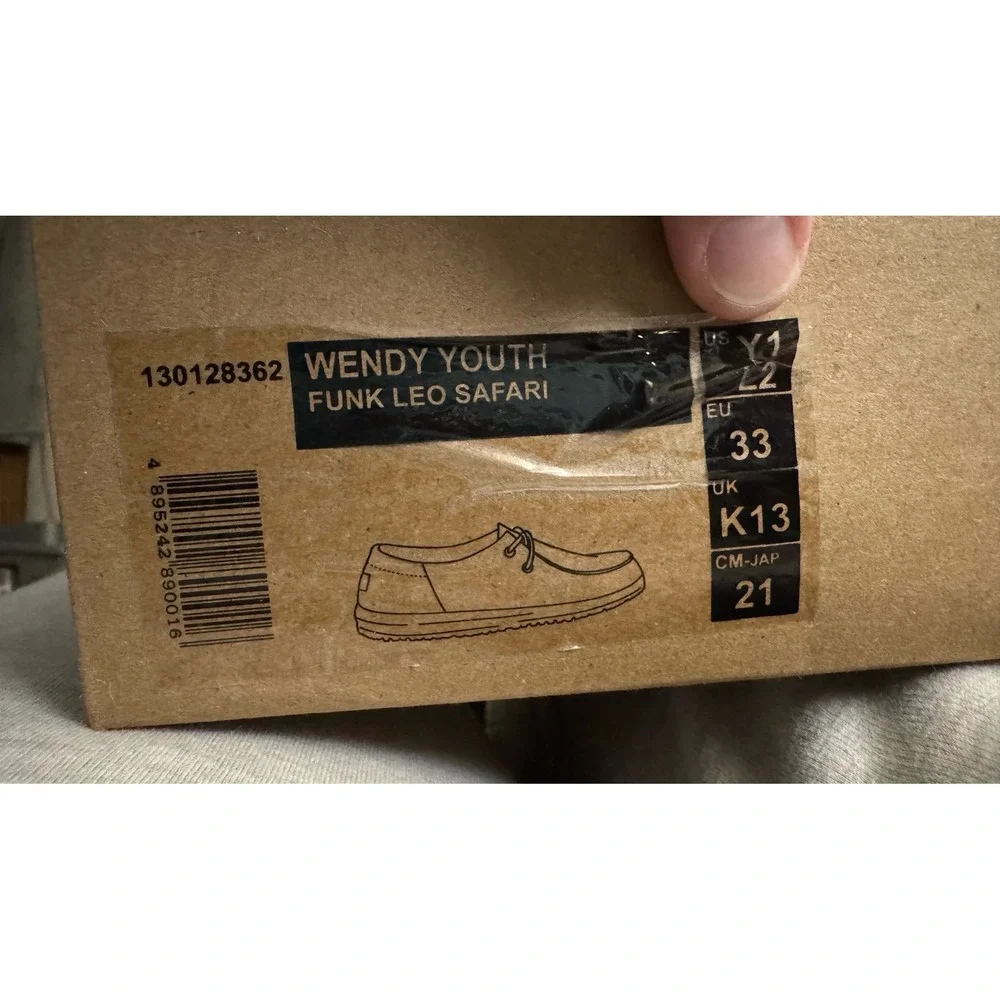 Hey Dude Wendy Youth Funk Leo Safari Leopard Print‎ Shoes US Y1 L2 EU 33 NEW